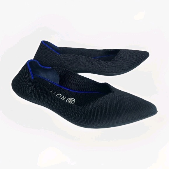 ROTHY'S The Flat Slip On Ballet Flat 8 Black Washable Sustainable Stretch Black - Picture 1 of 8